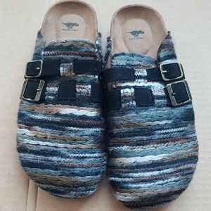 Rocket Dog Multicolored Striped Slub Fiber Clogs with Buckles Womens 8 Cabincore